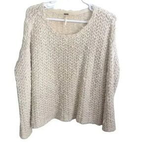Free people medium sweater knit texture round neck longsleeve pullover